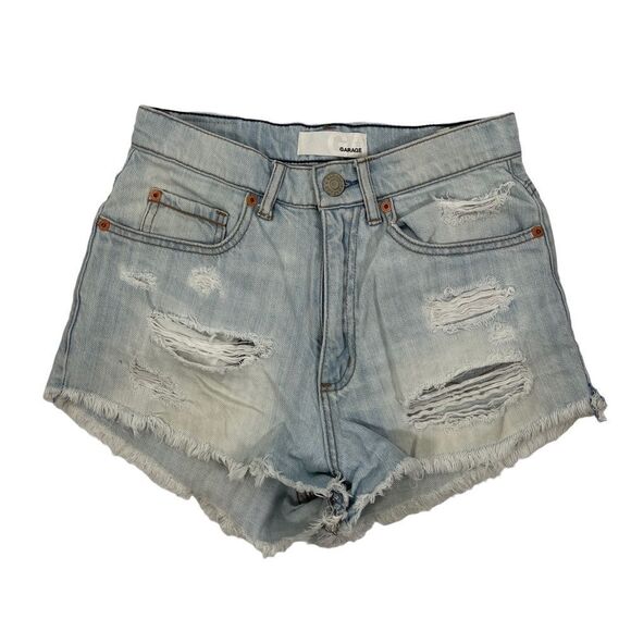 Garage Festival Shorts Light Blue Distressed Destroyed Women's 0 - Picture 1 of 9